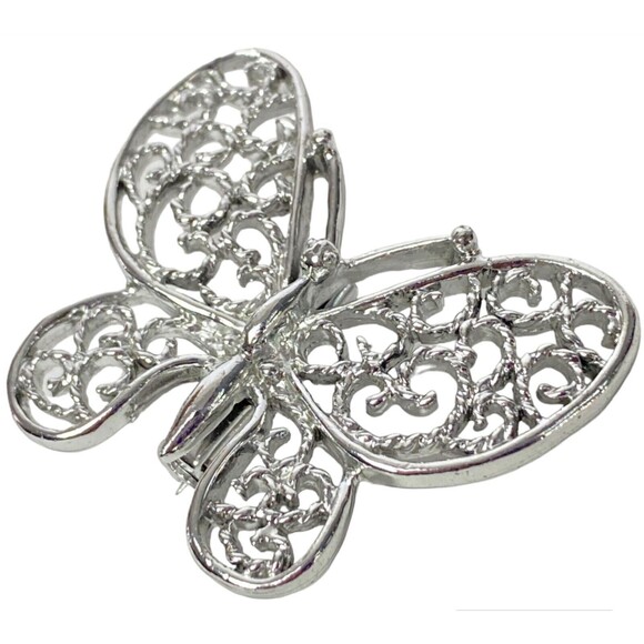 GERRY's Vintage Butterfly Brooch Pin Silver tone Filigree Signed Nature Insect - Picture 1 of 7